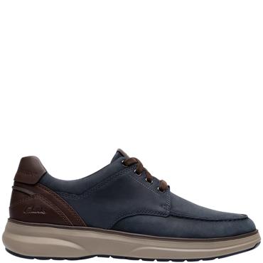 CLARKS MENS MOCCASSIN LACE SHOE - NAVY LEATHER
